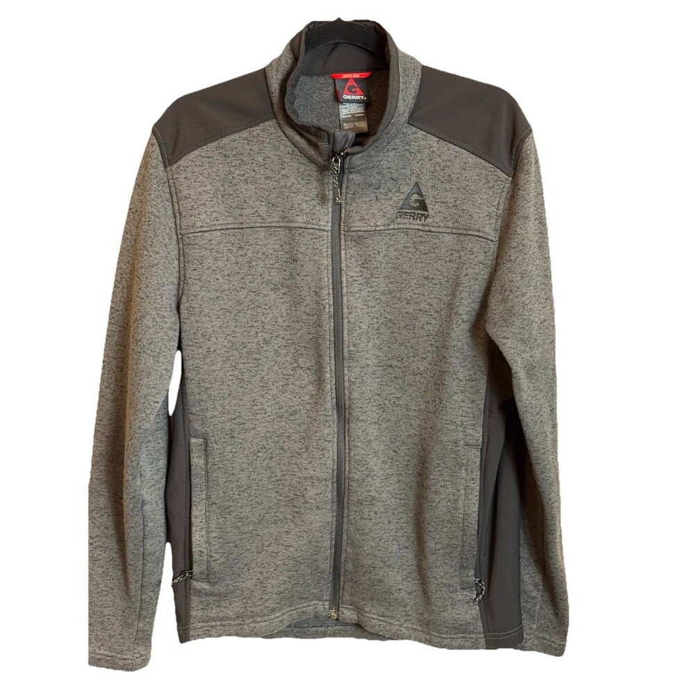 Gerry Men's Full-Zip Jacket w/ Zipped Pockets Gray/Black Solid Size M Outdoors